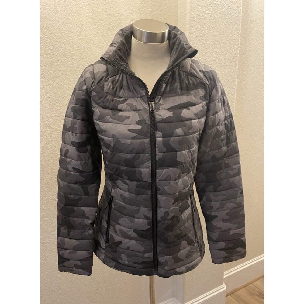 Columbia Women's Powder‎ Lite Omni Heat Puffer Jacket Sz M Gray Camo